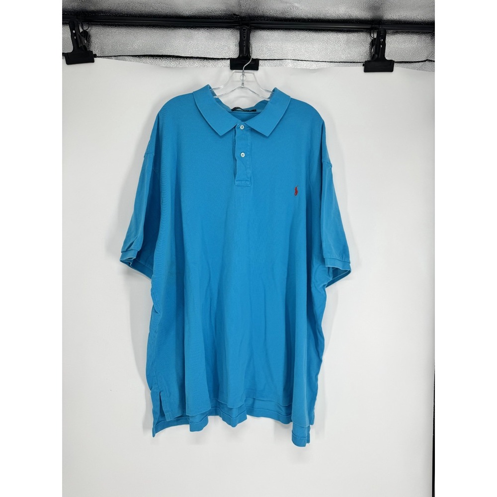 Polo Ralph Lauren Polo Shirt 5XL Big 5XB Light Blue Short Sleeve Pony Cotton